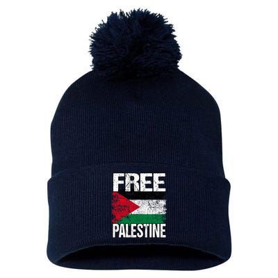 Free Palestine Pom Pom 12in Knit Beanie