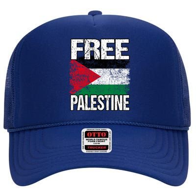 Free Palestine High Crown Mesh Back Trucker Hat