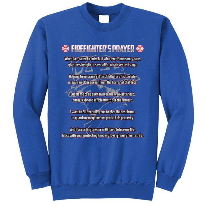 Firefighters Prayer Fire First Responder Thin Red Line Gift Tall Sweatshirt