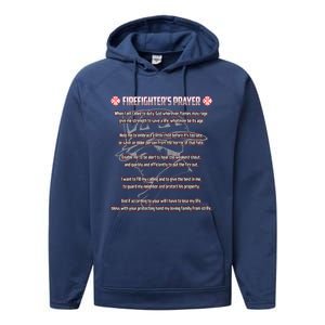 Firefighters Prayer Fire First Responder Thin Red Line Gift Performance Fleece Hoodie