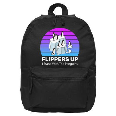 Funny Penguin Flippers Up I Stand With The Penguins 16 in Basic Backpack