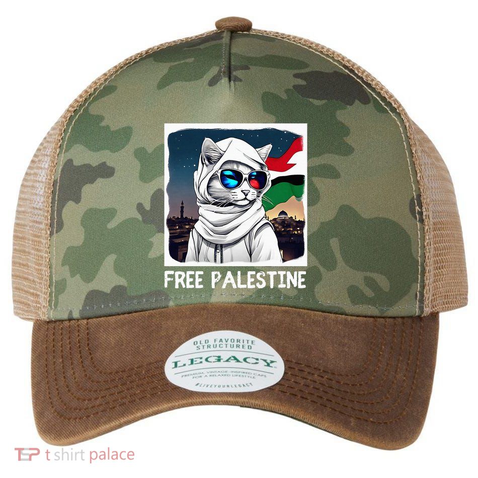 Free Palestine Flag Palestinian Cat Legacy Tie Dye Trucker Hat