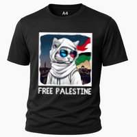 Free Palestine Flag Palestinian Cat Cooling Performance Crew T-Shirt