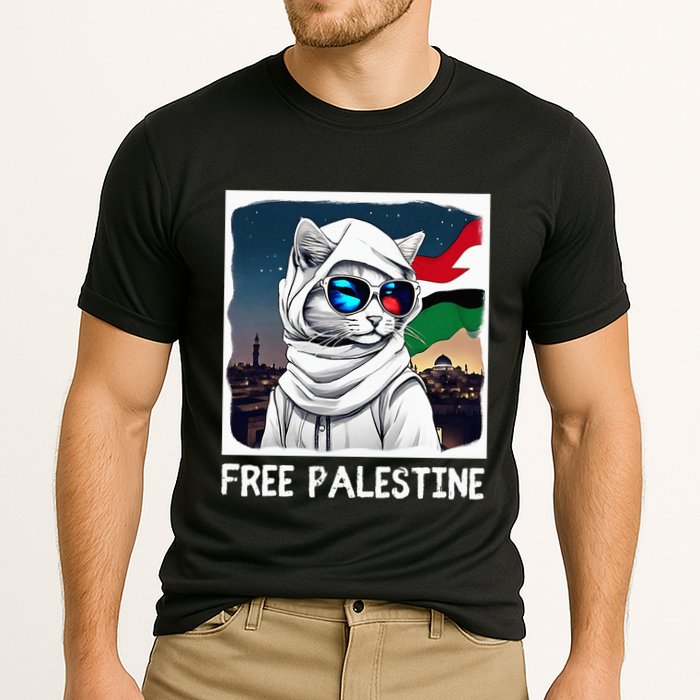 Free Palestine Flag Palestinian Cat Cooling Performance Crew T-Shirt