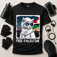 Free Palestine Flag Palestinian Cat Cooling Performance Crew T-Shirt