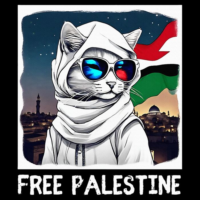 Free Palestine Flag Palestinian Cat Cooling Performance Crew T-Shirt