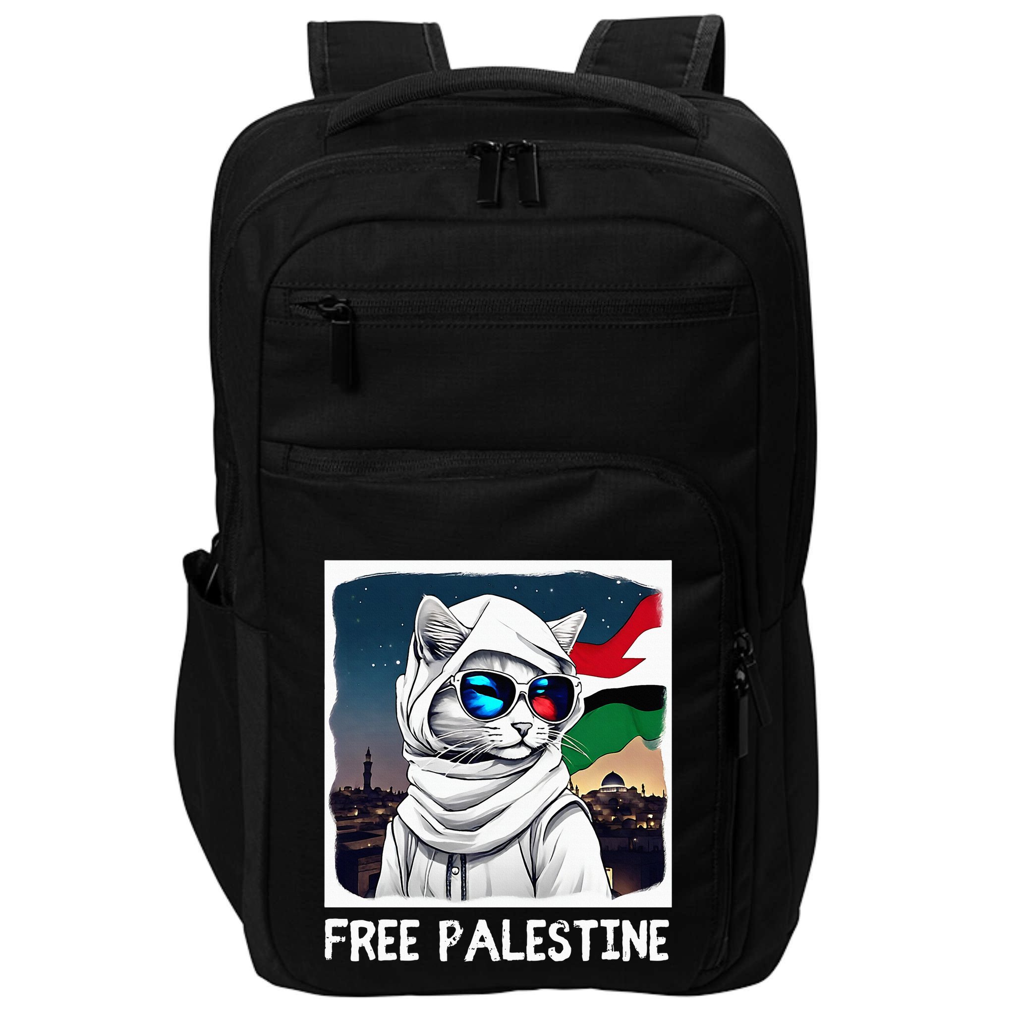 Free Palestine Flag Palestinian Cat Impact Tech Backpack