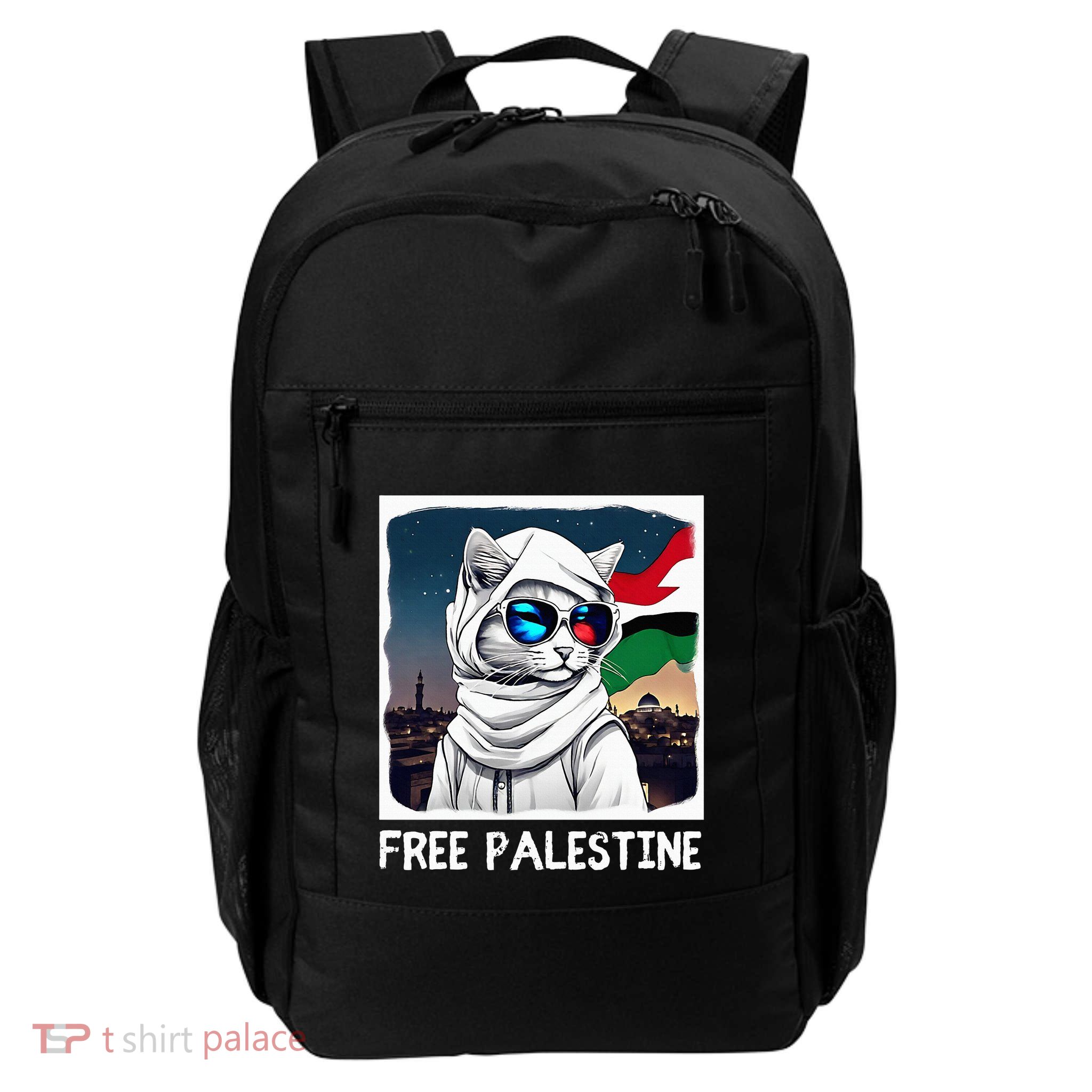 Free Palestine Flag Palestinian Cat Backpack