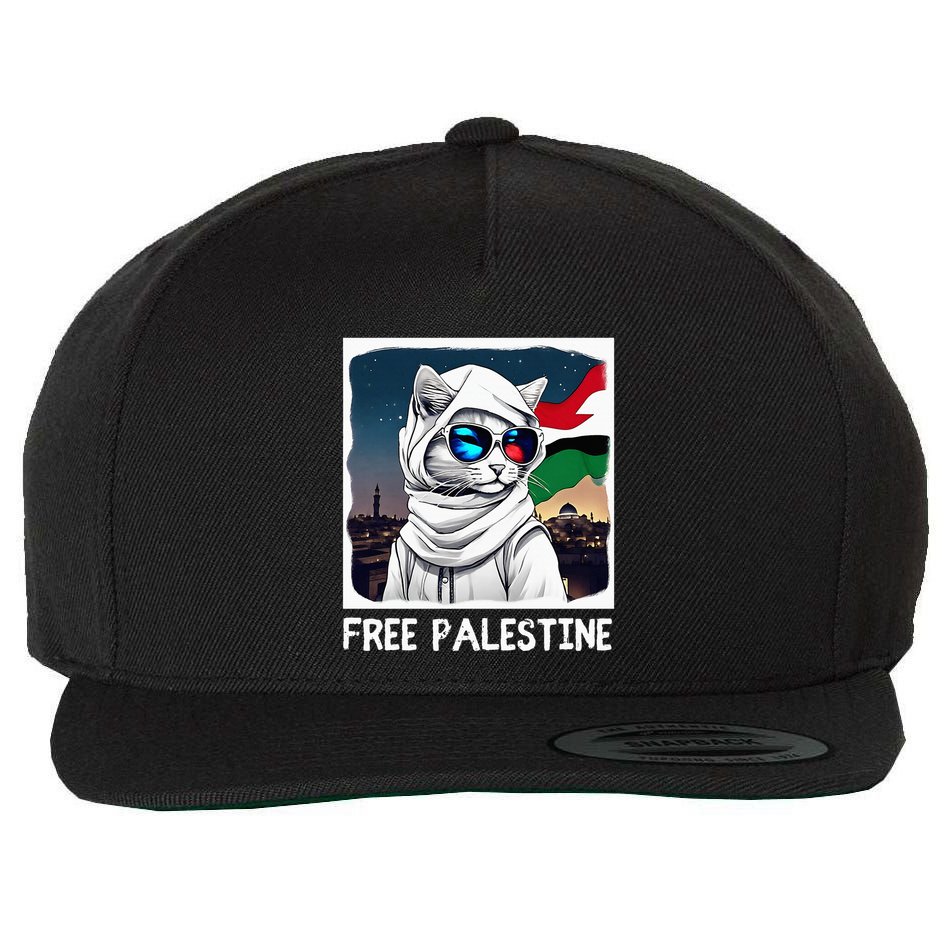 Free Palestine Flag Palestinian Cat Wool Snapback Cap