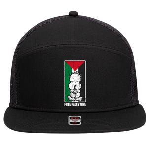 Free Palestine Flag Hanthala Gaza Save Sheikh Jarrah Gift 7 Panel Mesh Trucker Snapback Hat