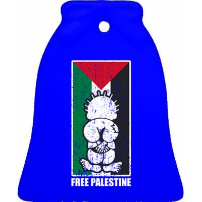 Free Palestine Flag Hanthala Gaza Save Sheikh Jarrah Gift Ceramic Bell Ornament