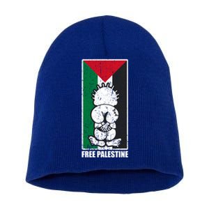 Free Palestine Flag Hanthala Gaza Save Sheikh Jarrah Gift Short Acrylic Beanie