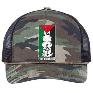 Free Palestine Flag Hanthala Gaza Save Sheikh Jarrah Gift Retro Rope Trucker Hat Cap