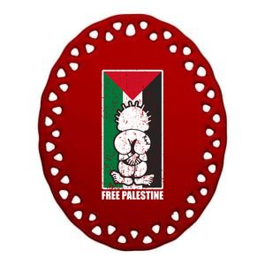 Free Palestine Flag Hanthala Gaza Save Sheikh Jarrah Gift Ceramic Oval Ornament