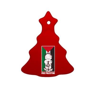 Free Palestine Flag Hanthala Gaza Save Sheikh Jarrah Gift Ceramic Tree Ornament