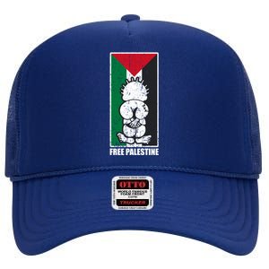 Free Palestine Flag Hanthala Gaza Save Sheikh Jarrah Gift High Crown Mesh Back Trucker Hat