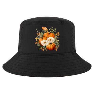 Fall Pumpkin Floral Holiday Cool Comfort Performance Bucket Hat