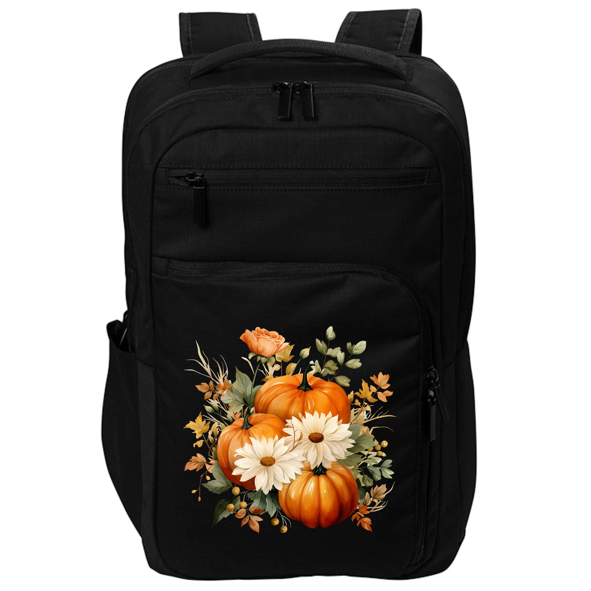 Fall Pumpkin Floral Holiday Impact Tech Backpack