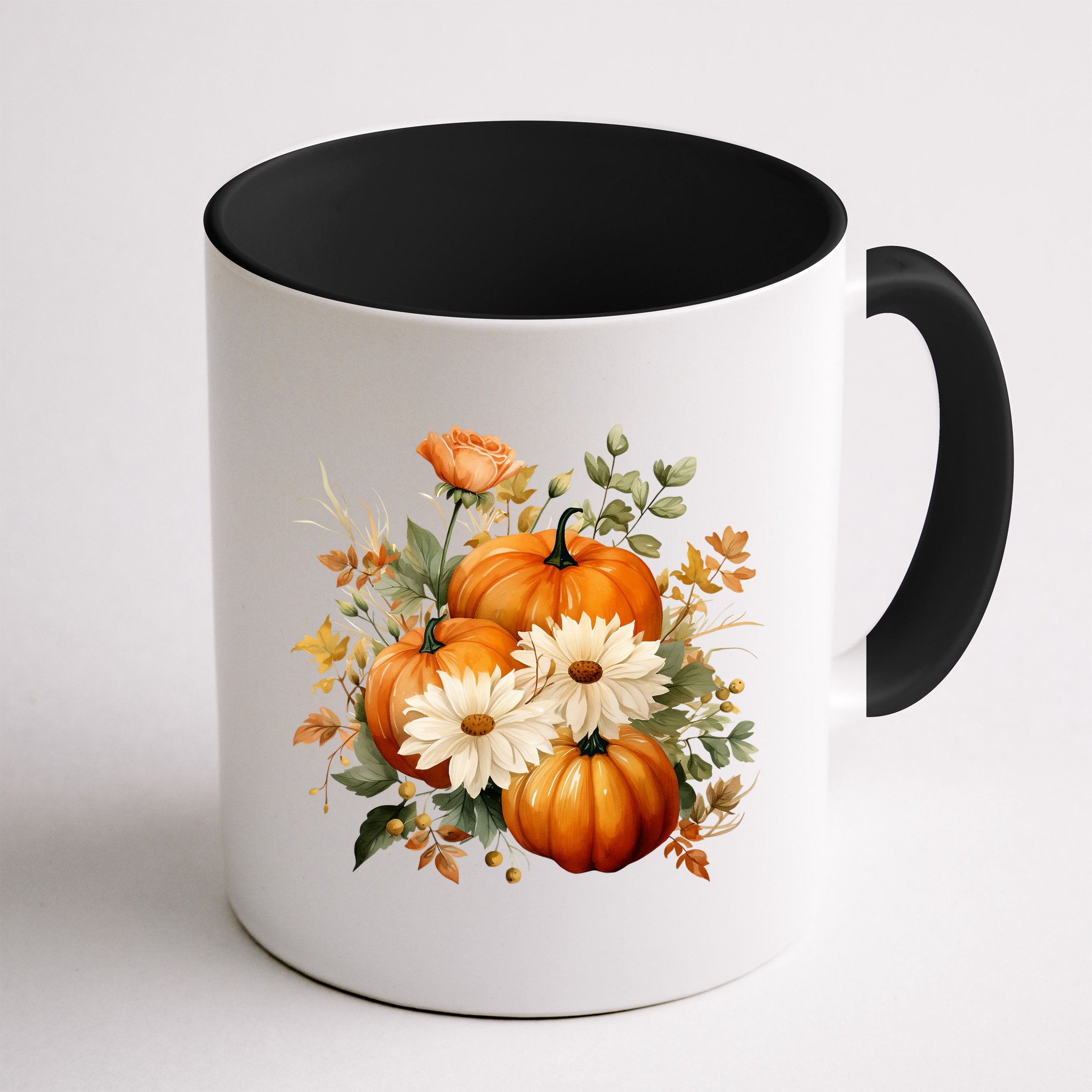 Fall Pumpkin Floral Holiday Mug