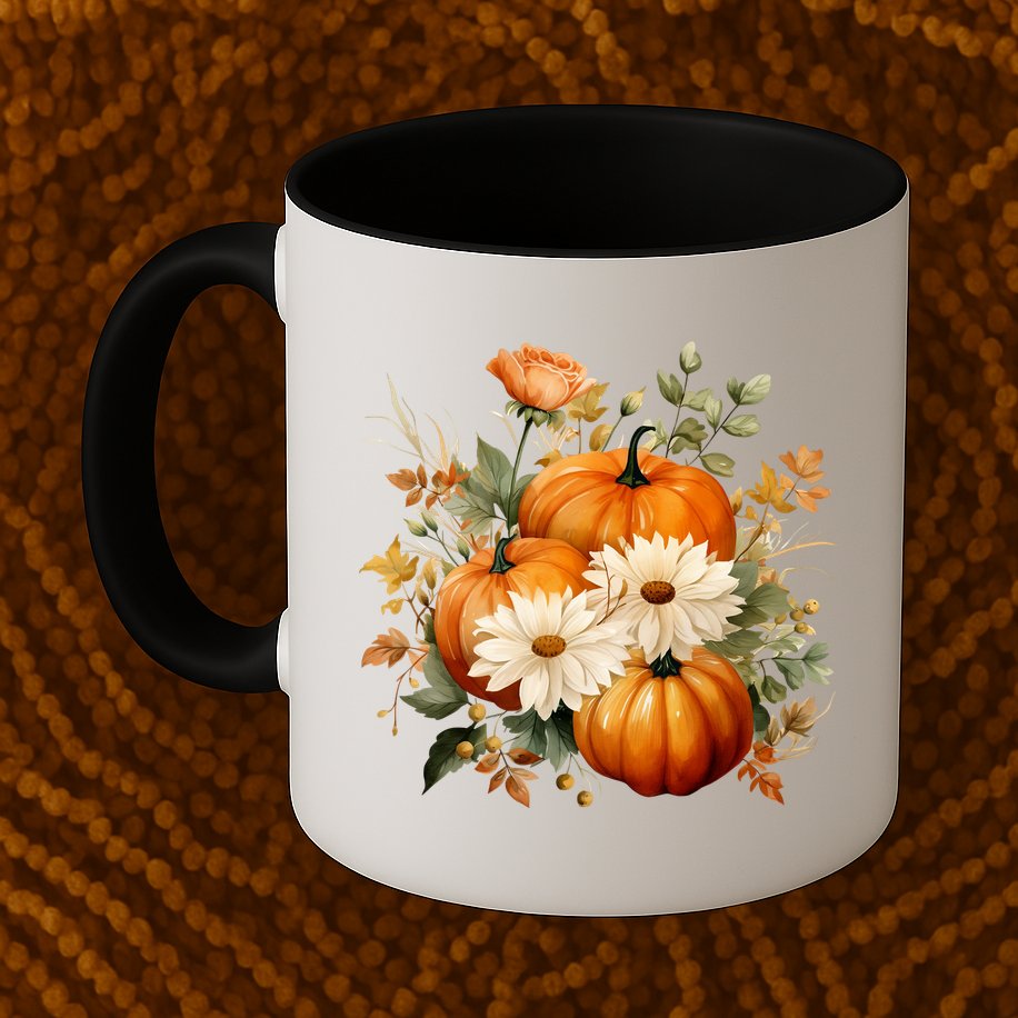 Fall Pumpkin Floral Holiday Mug