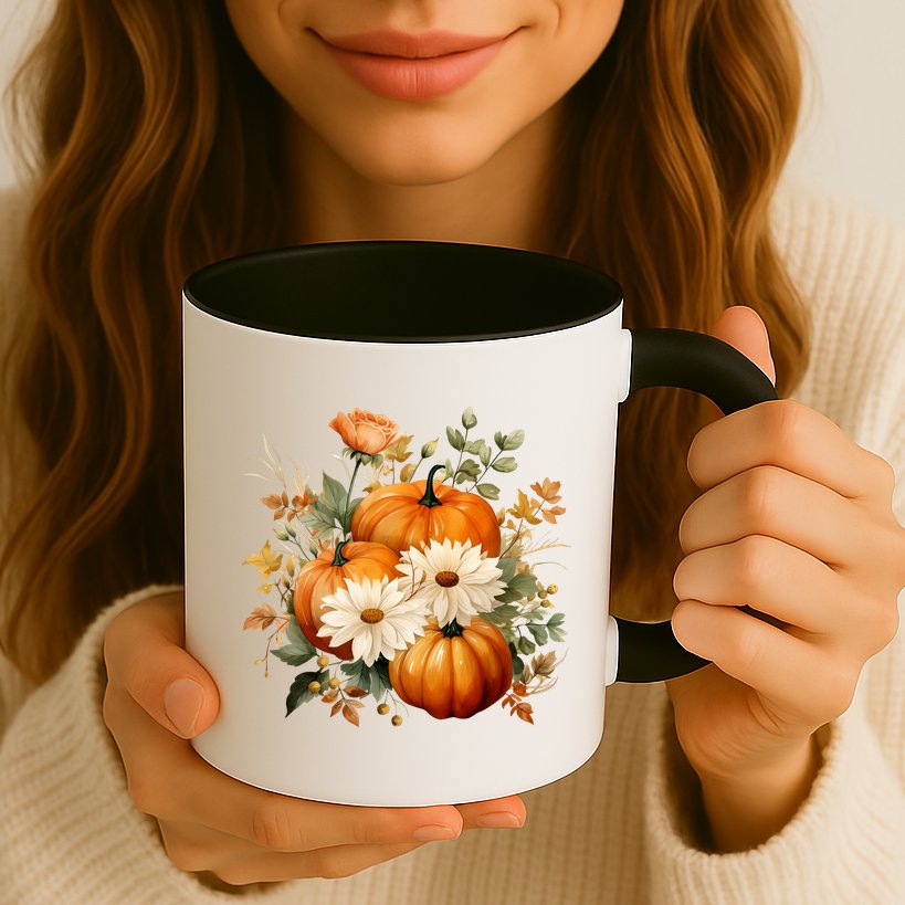 Fall Pumpkin Floral Holiday Mug