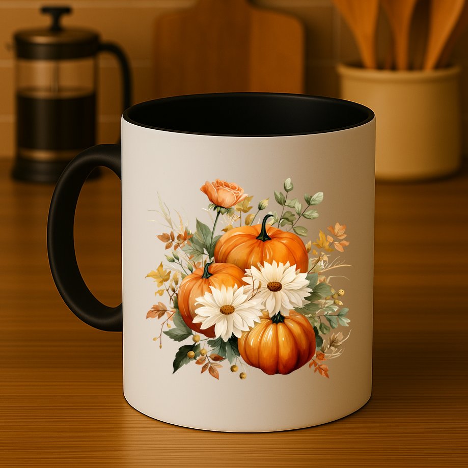 Fall Pumpkin Floral Holiday Mug