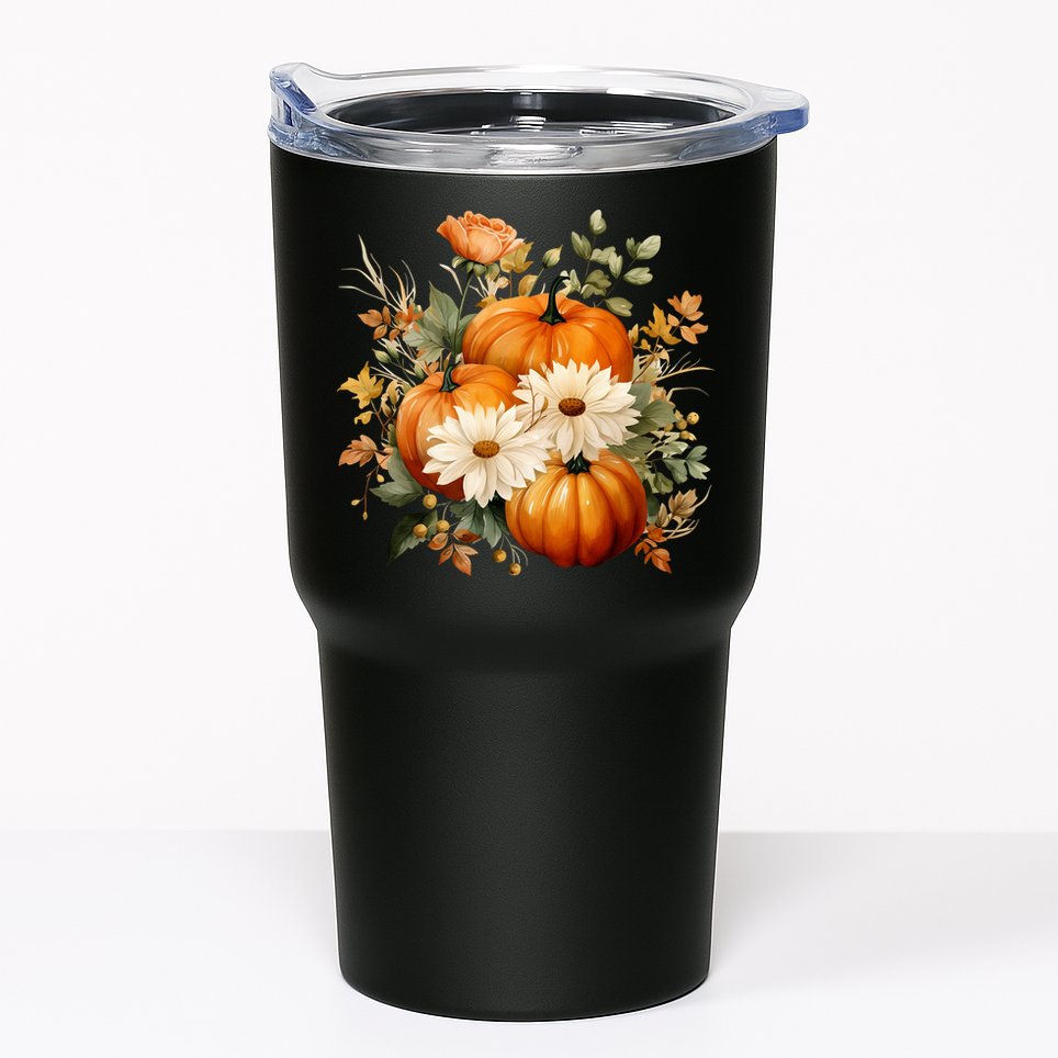 Fall Pumpkin Floral Holiday Tumbler