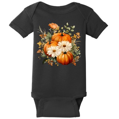Fall Pumpkin Floral Holiday Baby Bodysuit