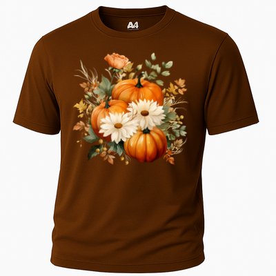 Fall Pumpkin Floral Holiday Performance Shirt