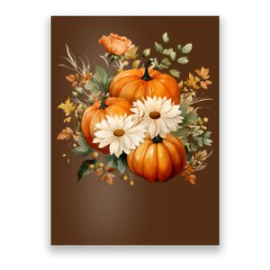 Fall Pumpkin Floral Holiday Poster