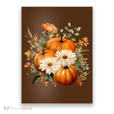 Fall Pumpkin Floral Holiday Poster