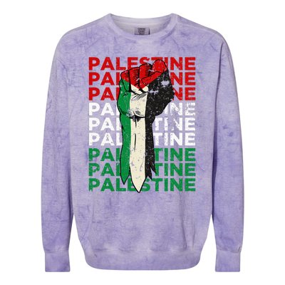 FREE PALESTINE Flag Save Gaza Support Arabic West Bank Help  Colorblast Crewneck Sweatshirt