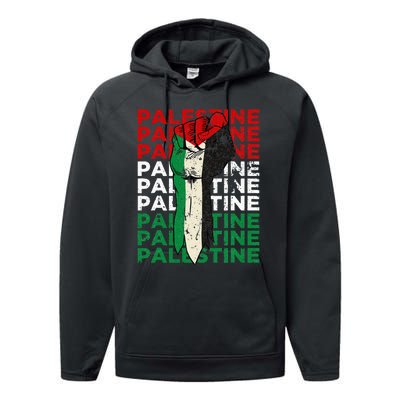 FREE PALESTINE Flag Save Gaza Support Arabic West Bank Help  Performance Fleece Hoodie