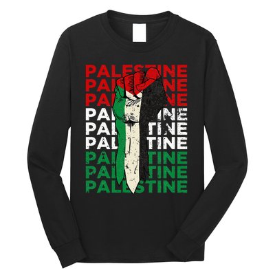 FREE PALESTINE Flag Save Gaza Support Arabic West Bank Help  Long Sleeve Shirt