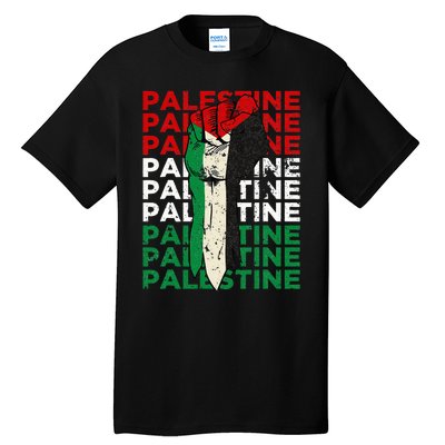 FREE PALESTINE Flag Save Gaza Support Arabic West Bank Help  Tall T-Shirt