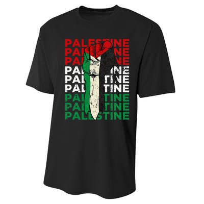 FREE PALESTINE Flag Save Gaza Support Arabic West Bank Help  Performance Sprint T-Shirt