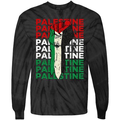 FREE PALESTINE Flag Save Gaza Support Arabic West Bank Help  Tie-Dye Long Sleeve Shirt