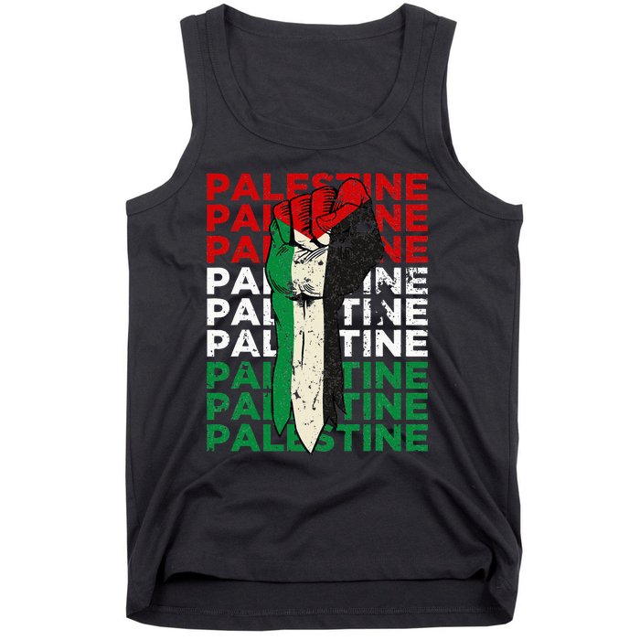 FREE PALESTINE Flag Save Gaza Support Arabic West Bank Help  Tank Top