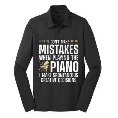 Funny Piano For Men Women Music Lovers Musician Piano Player Silk Touch Performance Long Sleeve Polo