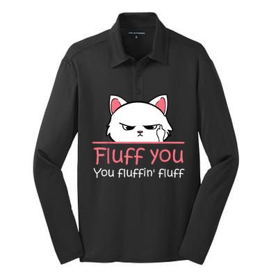 Feline Playful Fluff You You Fluffin Fluff! Funny Silk Touch Performance Long Sleeve Polo