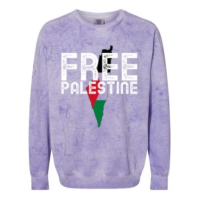 Free Palestine Flag Arabic Free Gaza Palestinian Flag Funny Gift Colorblast Crewneck Sweatshirt