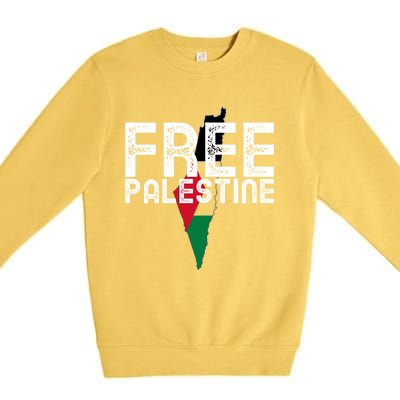 Free Palestine Flag Arabic Free Gaza Palestinian Flag Funny Gift Premium Crewneck Sweatshirt