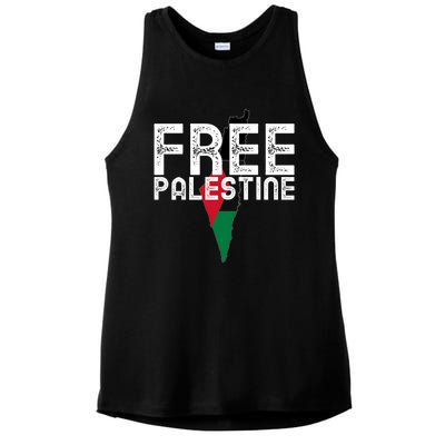 Free Palestine Flag Arabic Free Gaza Palestinian Flag Funny Gift Ladies PosiCharge Tri-Blend Wicking Tank