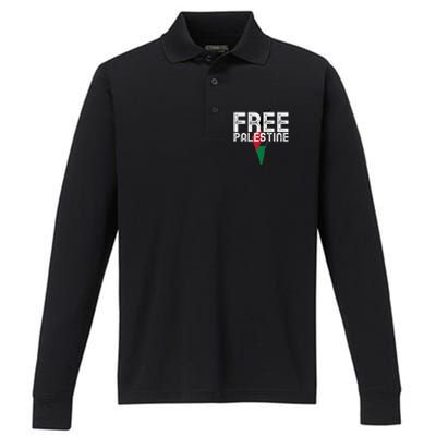 Free Palestine Flag Arabic Free Gaza Palestinian Flag Funny Gift Performance Long Sleeve Polo