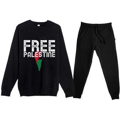 Free Palestine Flag Arabic Free Gaza Palestinian Flag Funny Gift Premium Crewneck Sweatsuit Set