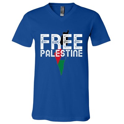 Free Palestine Flag Arabic Free Gaza Palestinian Flag Funny Gift V-Neck T-Shirt