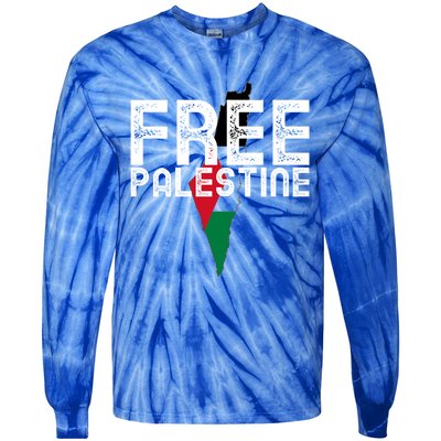 Free Palestine Flag Arabic Free Gaza Palestinian Flag Funny Gift Tie-Dye Long Sleeve Shirt