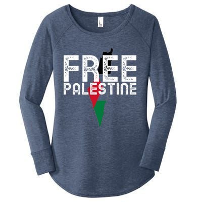 Free Palestine Flag Arabic Free Gaza Palestinian Flag Funny Gift Women's Perfect Tri Tunic Long Sleeve Shirt