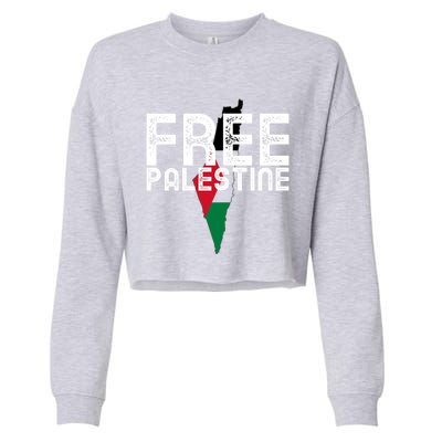 Free Palestine Flag Arabic Free Gaza Palestinian Flag Funny Gift Cropped Pullover Crew