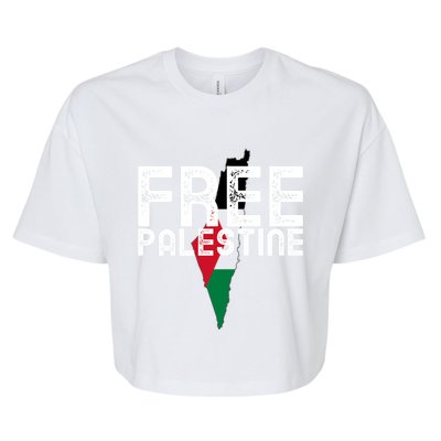 Free Palestine Flag Arabic Free Gaza Palestinian Flag Funny Gift Bella+Canvas Jersey Crop Tee